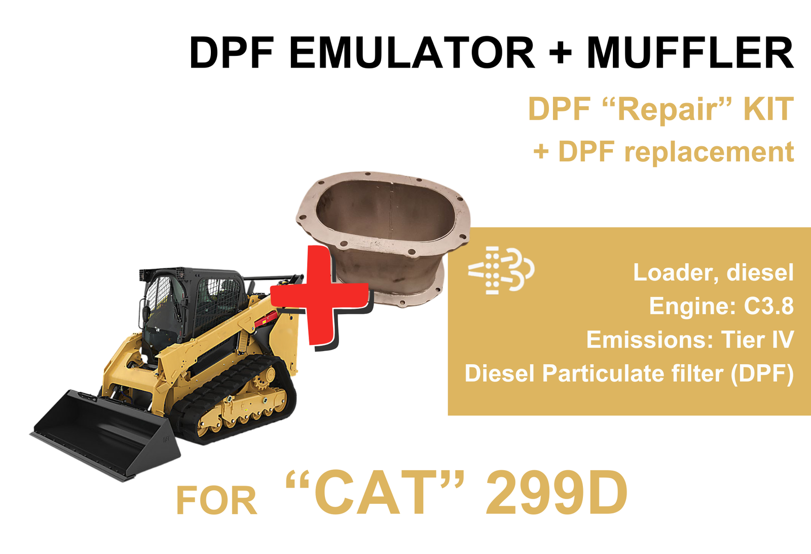 DPF "Repair" Kit for "CAT" 299D Loader + DPF Muffler