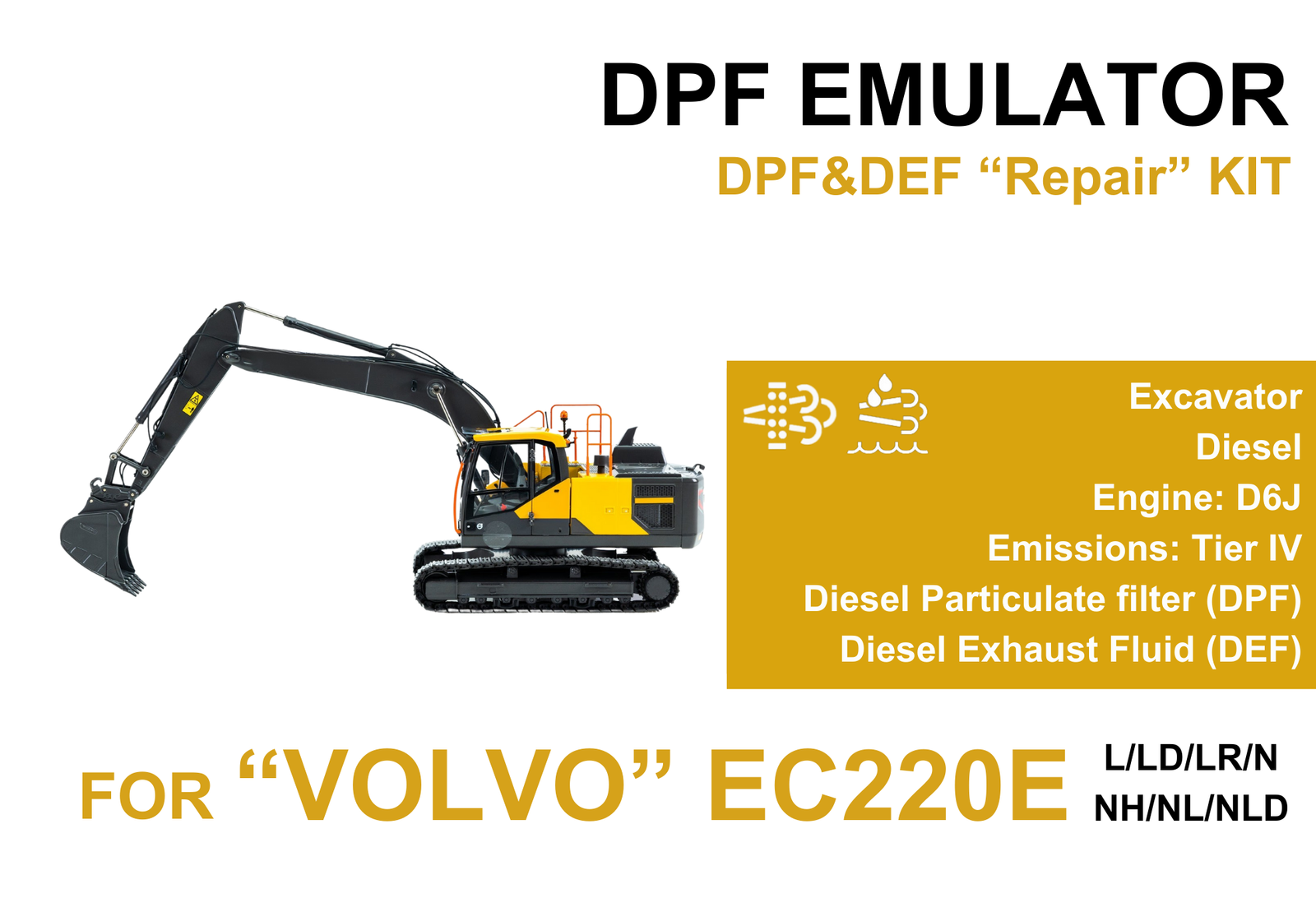 DEF & DPF "Repair" Kit for "VOLVO" EC220E D6J (2015 and newer)