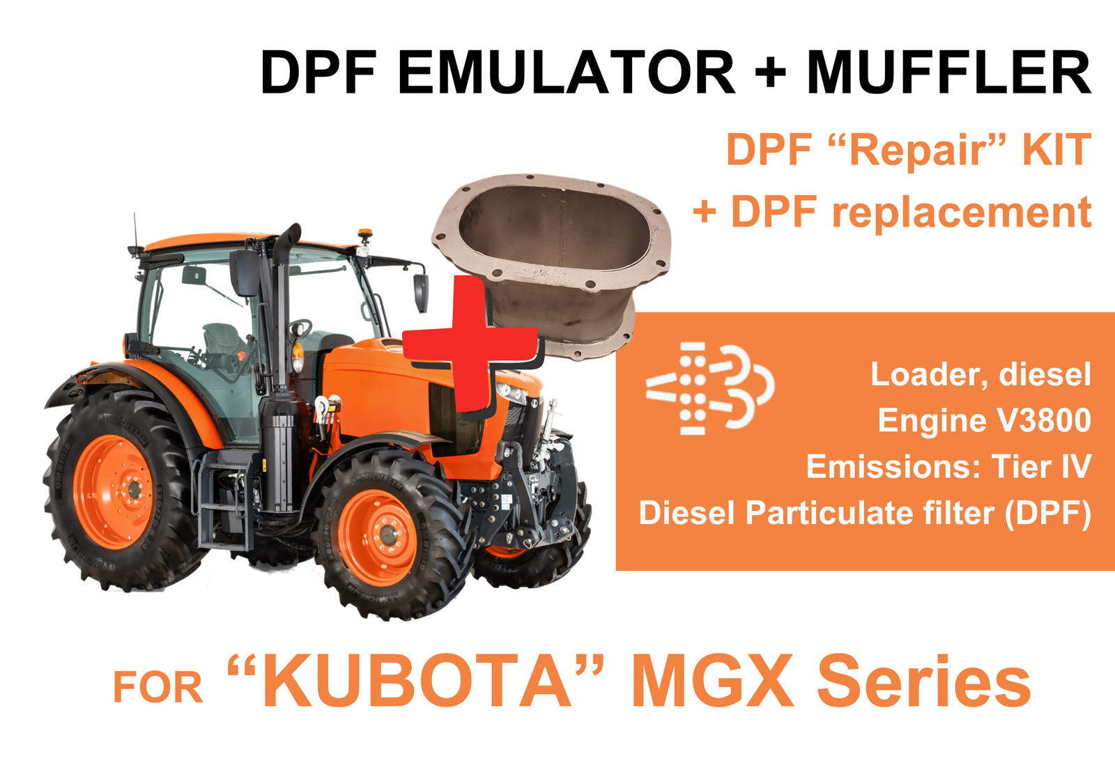 DPF "Repair" Kit for "Kubota" MGX Series + Muffler