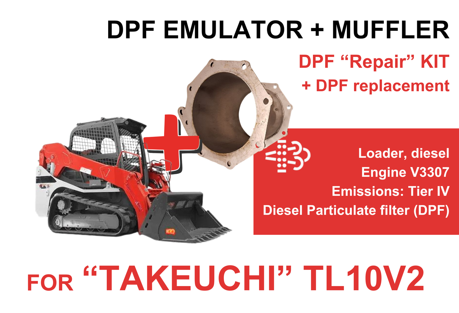DPF "Repair" Kit for "Takeuchi" TL10V2 + Muffler